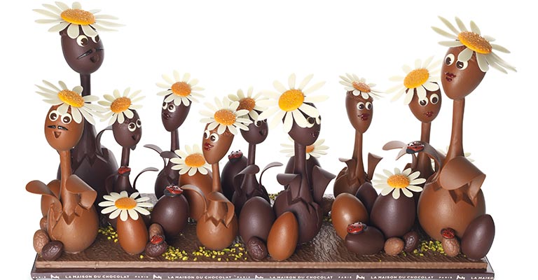 La Maison du Chocolat fête le printemps avec La Famille Pâquerette, 35 € le sujet de 150g (pas l'ensemble il ne faut pas rêver)