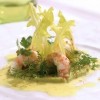 photo Langoustines Pochées Guacamole, pissenlits vinaigrette au curry