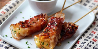 photo Yakitori au Livarot AOP et à la pancetta