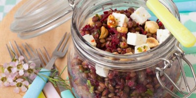 photo Salade de lentilles vertes du Puy, dés de féta et vinaigrette au miel