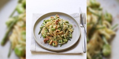 photo Udon au Pesto, légumes verts et noix de cajou