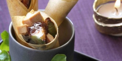 photo Cornet croustillant au foie gras et confiture de figues