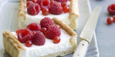 photo tarte au fromage blanc et framboises