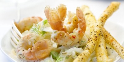 photo Fondue de fenouil et langoustines juste dorées, crème à l’anis