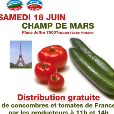 Distribution gratuite de concombres et tomates de France