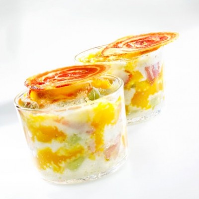 Lasagnes de ravioles au potimarron et pancetta