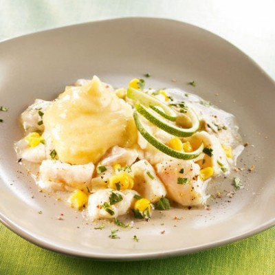 Tartare de daurade et sa mousse de maïs