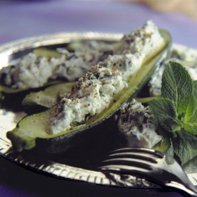Courgettes farcies au Banon et à la menthe