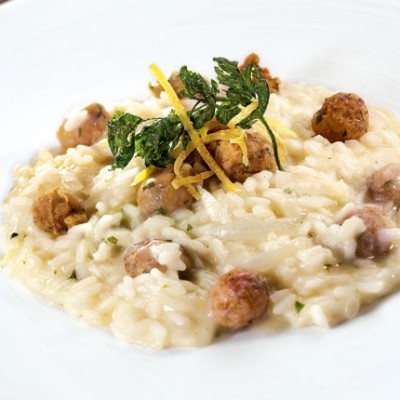 Risotto aux petits oignons et boulettes citron