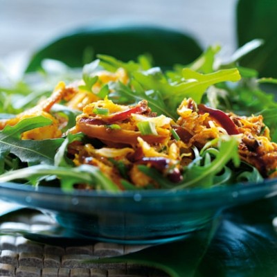 Crabe épicé et salade de roquette