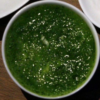 Bouillon d'artichauts émulsion persil