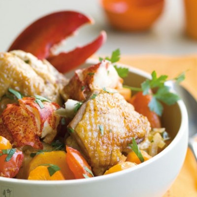 Fricassée de poulet français au homard