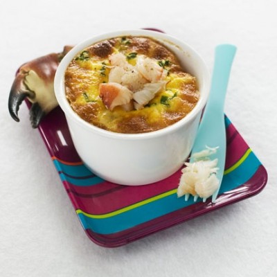Petit flan au tourteau et à la ciboulette