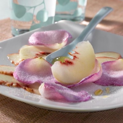 Carpaccio de pêches blanches d’ici