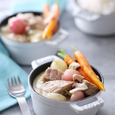 Blanquette de veau en noir et blanc