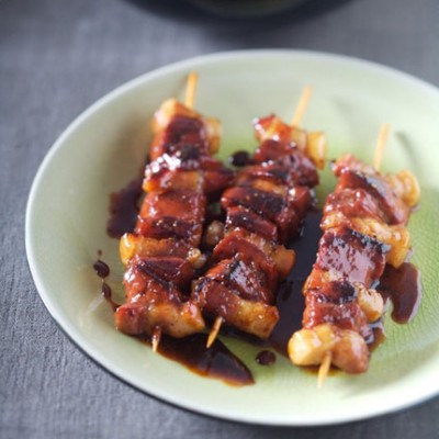 Brochettes de foie de veau laquées au miel