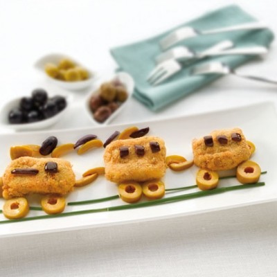 Bouchées de poisson pané aux olives d’Espagne