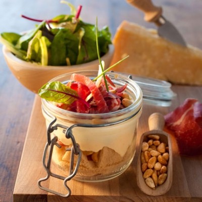 Tiramisu parmesan, coppa et pignons de pin Galbani