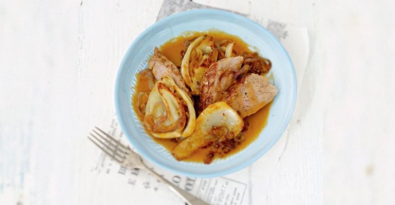 Filet mignon de porc à la moutarde et au fenouil caramélisé par Luana Belmondo