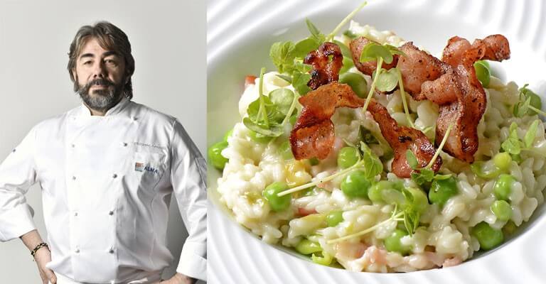 L’ambassadeur de ce mini festival n’est autre qu’un fan de risotto, Philippe Léveillé chef français duMiramonti l’Altro à Concesio en Lombardie et de L’Altro à Hong-Kong
